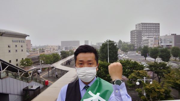 守谷駅にて、一人ひとりに寄り添う政治を訴える